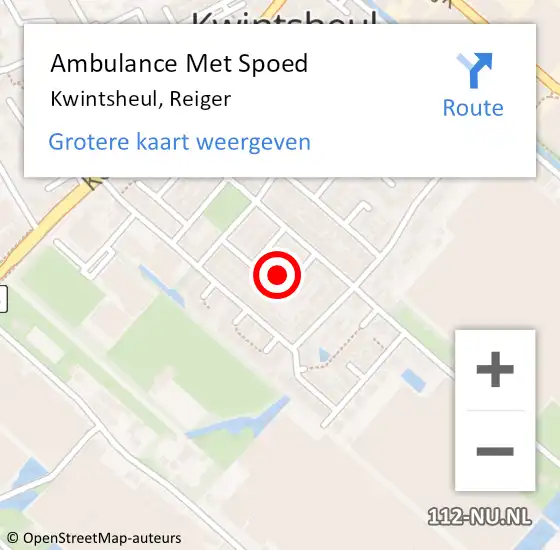 Locatie op kaart van de 112 melding: Ambulance Met Spoed Naar Kwintsheul, Reiger op 30 oktober 2022 00:59