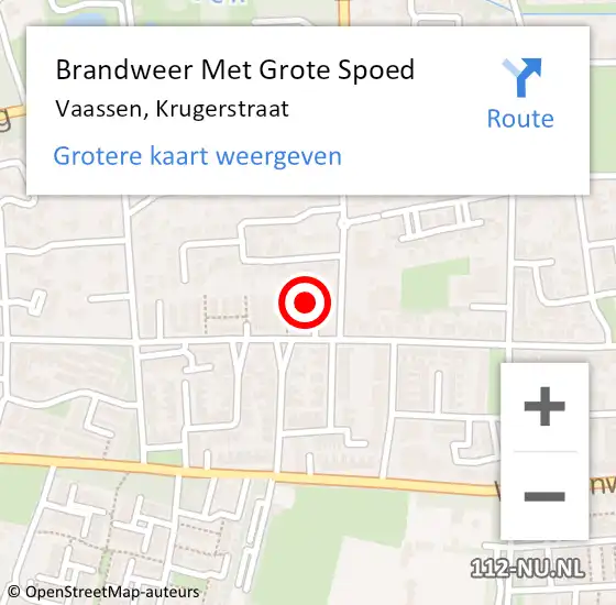 Locatie op kaart van de 112 melding: Brandweer Met Grote Spoed Naar Vaassen, Krugerstraat op 30 oktober 2022 01:14