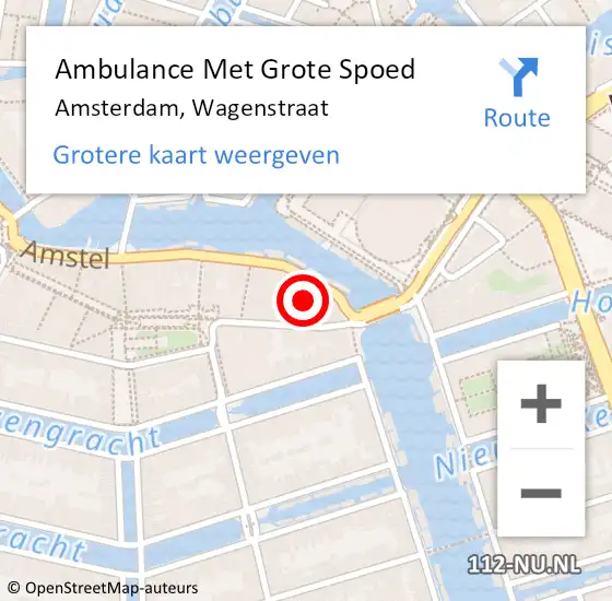 Locatie op kaart van de 112 melding: Ambulance Met Grote Spoed Naar Amsterdam, Wagenstraat op 30 oktober 2022 01:27
