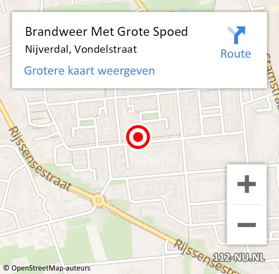 Locatie op kaart van de 112 melding: Brandweer Met Grote Spoed Naar Nijverdal, Vondelstraat op 30 oktober 2022 01:50