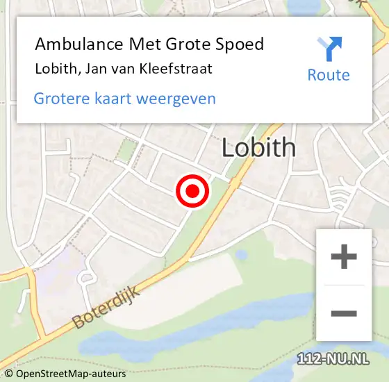 Locatie op kaart van de 112 melding: Ambulance Met Grote Spoed Naar Lobith, Jan van Kleefstraat op 30 oktober 2022 01:51