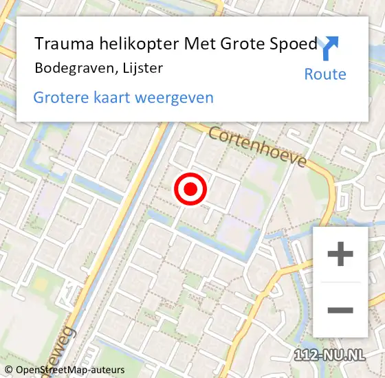 Locatie op kaart van de 112 melding: Trauma helikopter Met Grote Spoed Naar Bodegraven, Lijster op 30 oktober 2022 01:57