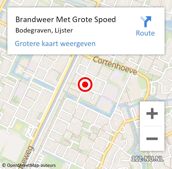 Locatie op kaart van de 112 melding: Brandweer Met Grote Spoed Naar Bodegraven, Lijster op 30 oktober 2022 02:00