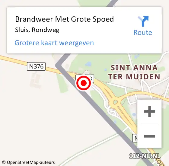 Locatie op kaart van de 112 melding: Brandweer Met Grote Spoed Naar Sluis, Rondweg op 30 oktober 2022 02:22