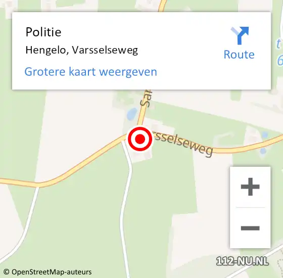 Locatie op kaart van de 112 melding: Politie Hengelo, Varsselseweg op 30 oktober 2022 02:23