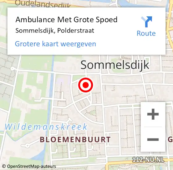 Locatie op kaart van de 112 melding: Ambulance Met Grote Spoed Naar Sommelsdijk, Polderstraat op 30 oktober 2022 02:28