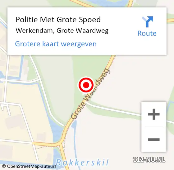 Locatie op kaart van de 112 melding: Politie Met Grote Spoed Naar Werkendam, Grote Waardweg op 30 oktober 2022 02:39