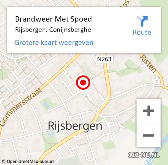 Locatie op kaart van de 112 melding: Brandweer Met Spoed Naar Rijsbergen, Conijnsberghe op 30 oktober 2022 02:56