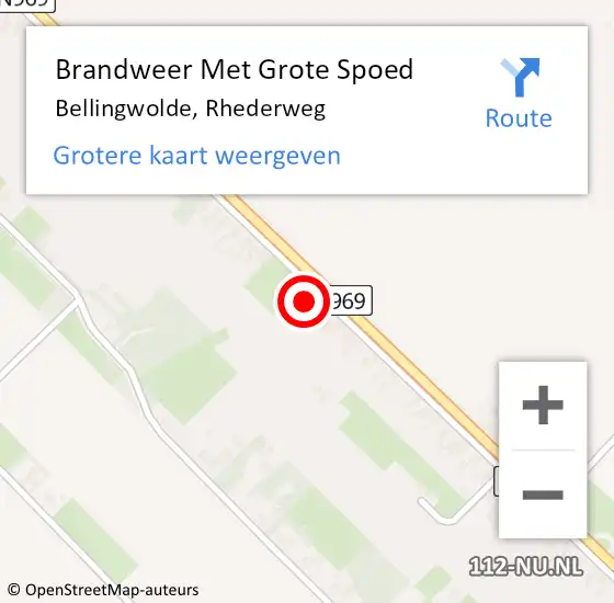Locatie op kaart van de 112 melding: Brandweer Met Grote Spoed Naar Bellingwolde, Rhederweg op 30 oktober 2022 04:22