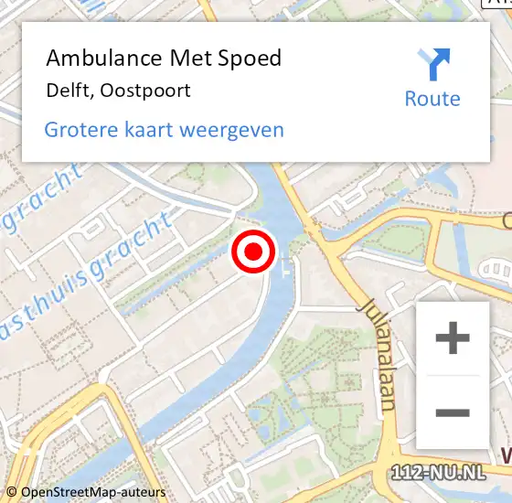 Locatie op kaart van de 112 melding: Ambulance Met Spoed Naar Delft, Oostpoort op 30 oktober 2022 04:39