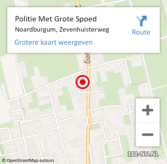 Locatie op kaart van de 112 melding: Politie Met Grote Spoed Naar Noardburgum, Zevenhuisterweg op 30 oktober 2022 04:48