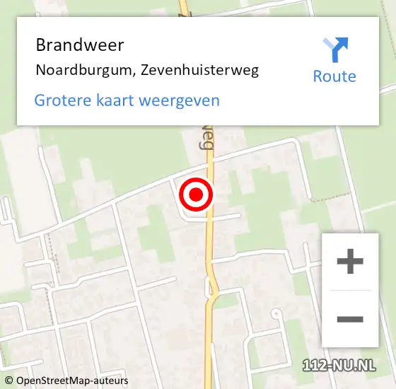 Locatie op kaart van de 112 melding: Brandweer Noardburgum, Zevenhuisterweg op 30 oktober 2022 04:51