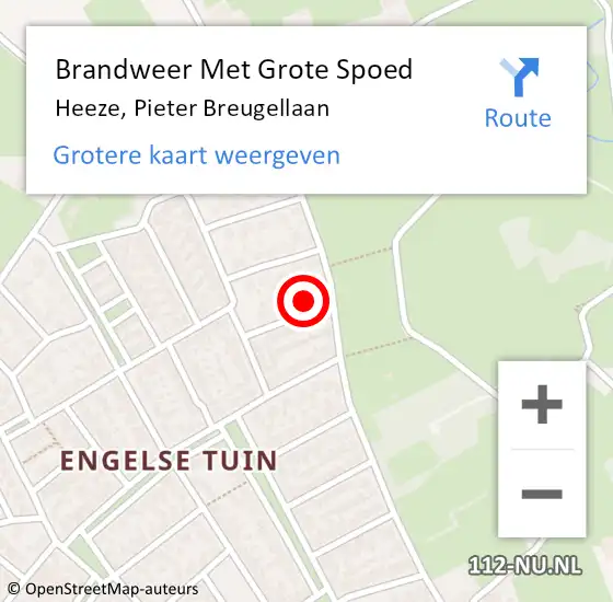 Locatie op kaart van de 112 melding: Brandweer Met Grote Spoed Naar Heeze, Pieter Breugellaan op 30 oktober 2022 05:08