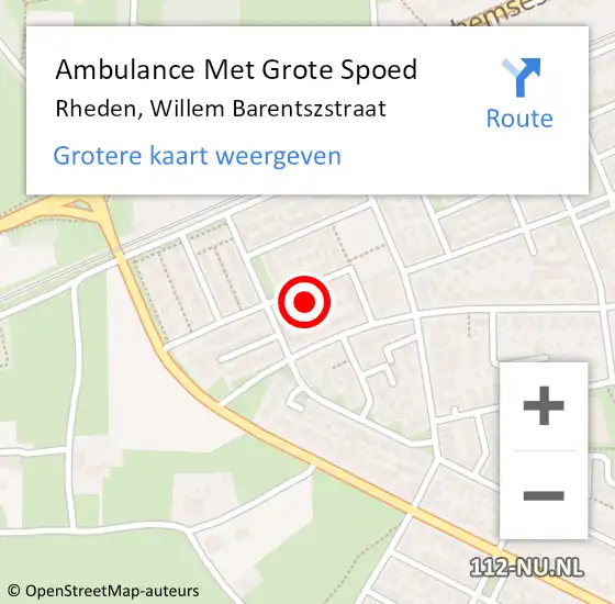 Locatie op kaart van de 112 melding: Ambulance Met Grote Spoed Naar Rheden, Willem Barentszstraat op 30 oktober 2022 06:17