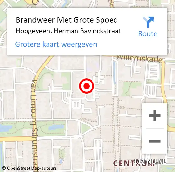 Locatie op kaart van de 112 melding: Brandweer Met Grote Spoed Naar Hoogeveen, Herman Bavinckstraat op 30 oktober 2022 06:18