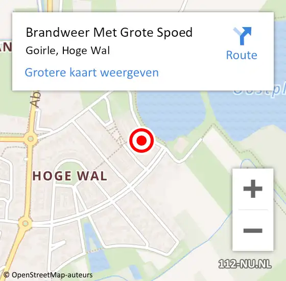 Locatie op kaart van de 112 melding: Brandweer Met Grote Spoed Naar Goirle, Hoge Wal op 30 oktober 2022 06:45