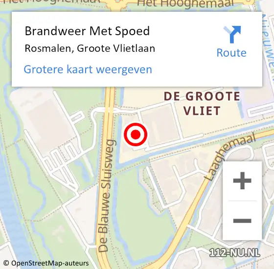 Locatie op kaart van de 112 melding: Brandweer Met Spoed Naar Rosmalen, Groote Vlietlaan op 30 oktober 2022 06:56