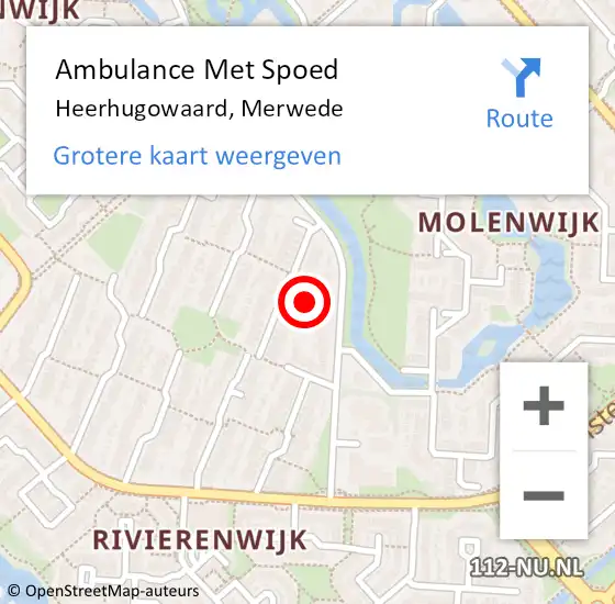 Locatie op kaart van de 112 melding: Ambulance Met Spoed Naar Heerhugowaard, Merwede op 30 oktober 2022 07:19