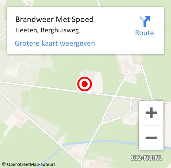 Locatie op kaart van de 112 melding: Brandweer Met Spoed Naar Heeten, Berghuisweg op 30 oktober 2022 07:25