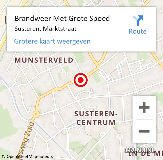 Locatie op kaart van de 112 melding: Brandweer Met Grote Spoed Naar Susteren, Marktstraat op 30 oktober 2022 07:56