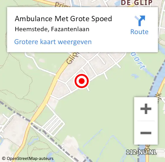 Locatie op kaart van de 112 melding: Ambulance Met Grote Spoed Naar Heemstede, Fazantenlaan op 30 oktober 2022 08:22