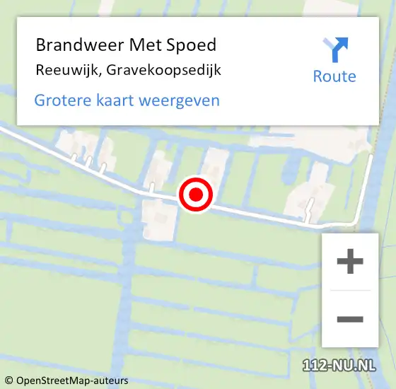 Locatie op kaart van de 112 melding: Brandweer Met Spoed Naar Reeuwijk, Gravekoopsedijk op 30 oktober 2022 08:24