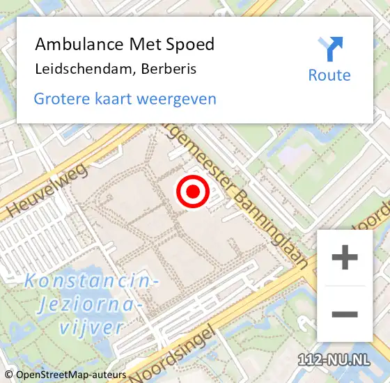 Locatie op kaart van de 112 melding: Ambulance Met Spoed Naar Leidschendam, Berberis op 30 oktober 2022 08:58