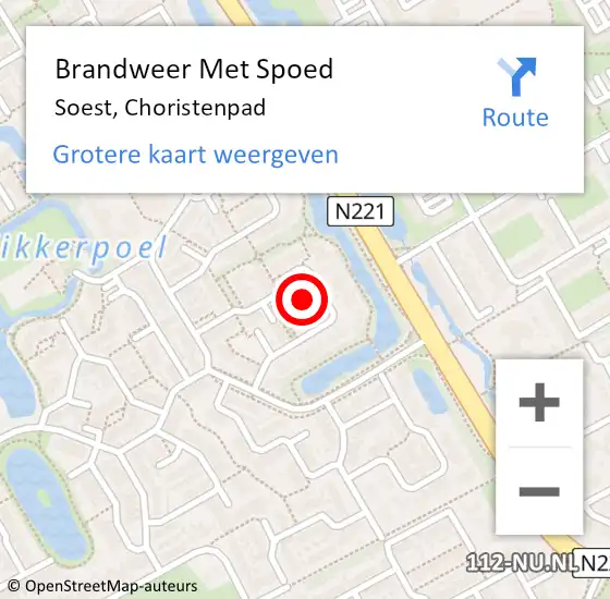 Locatie op kaart van de 112 melding: Brandweer Met Spoed Naar Soest, Choristenpad op 30 oktober 2022 09:01