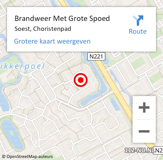 Locatie op kaart van de 112 melding: Brandweer Met Grote Spoed Naar Soest, Choristenpad op 30 oktober 2022 09:03