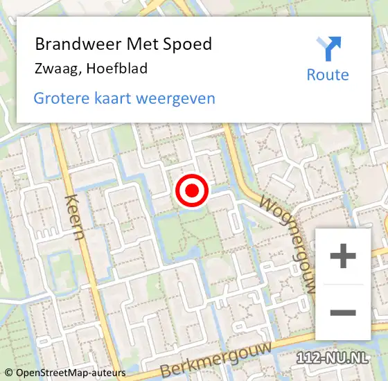 Locatie op kaart van de 112 melding: Brandweer Met Spoed Naar Zwaag, Hoefblad op 30 oktober 2022 09:13