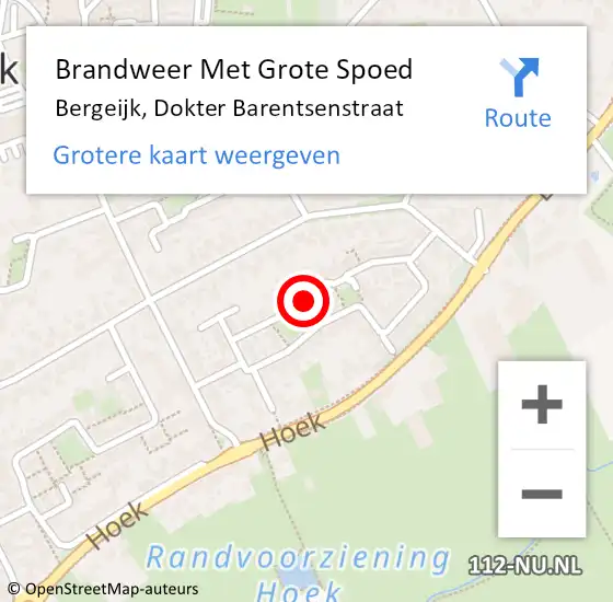 Locatie op kaart van de 112 melding: Brandweer Met Grote Spoed Naar Bergeijk, Dokter Barentsenstraat op 30 oktober 2022 09:13