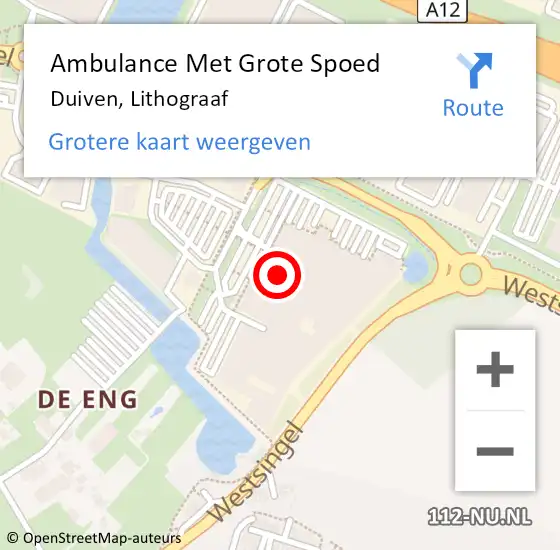 Locatie op kaart van de 112 melding: Ambulance Met Grote Spoed Naar Duiven, Lithograaf op 30 oktober 2022 09:42