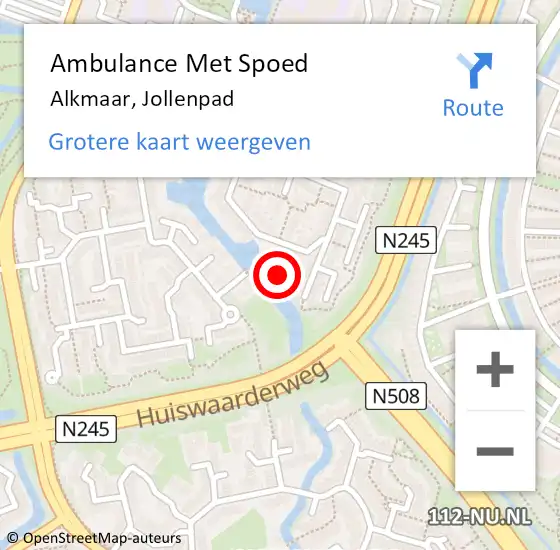 Locatie op kaart van de 112 melding: Ambulance Met Spoed Naar Alkmaar, Jollenpad op 30 oktober 2022 09:49