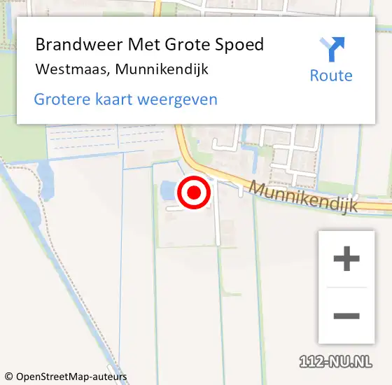 Locatie op kaart van de 112 melding: Brandweer Met Grote Spoed Naar Westmaas, Munnikendijk op 30 oktober 2022 09:53