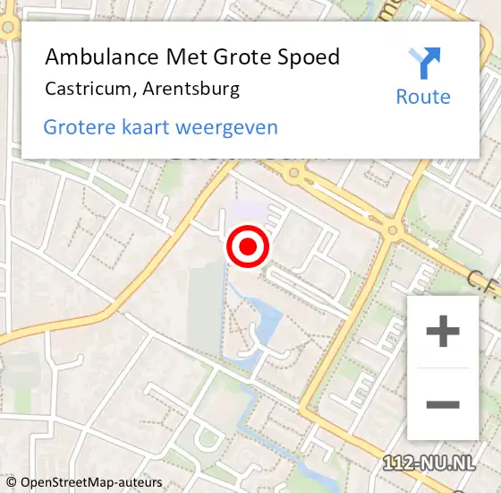 Locatie op kaart van de 112 melding: Ambulance Met Grote Spoed Naar Castricum, Arentsburg op 30 oktober 2022 10:13