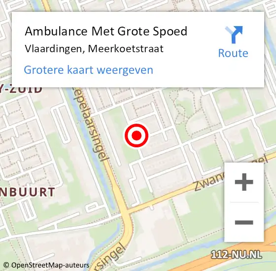 Locatie op kaart van de 112 melding: Ambulance Met Grote Spoed Naar Vlaardingen, Meerkoetstraat op 30 oktober 2022 10:55