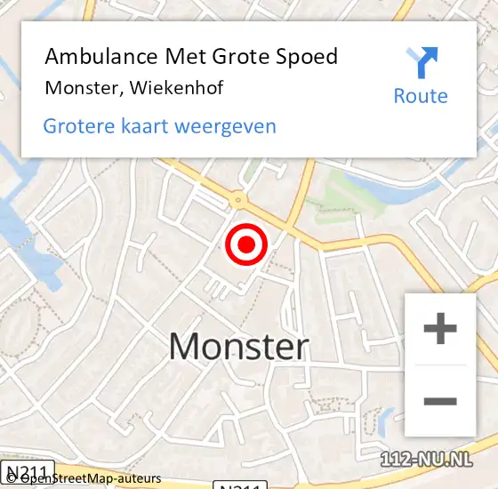 Locatie op kaart van de 112 melding: Ambulance Met Grote Spoed Naar Monster, Wiekenhof op 30 oktober 2022 11:33