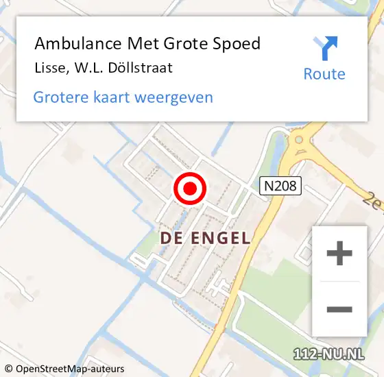 Locatie op kaart van de 112 melding: Ambulance Met Grote Spoed Naar Lisse, W.L. Döllstraat op 30 oktober 2022 11:54