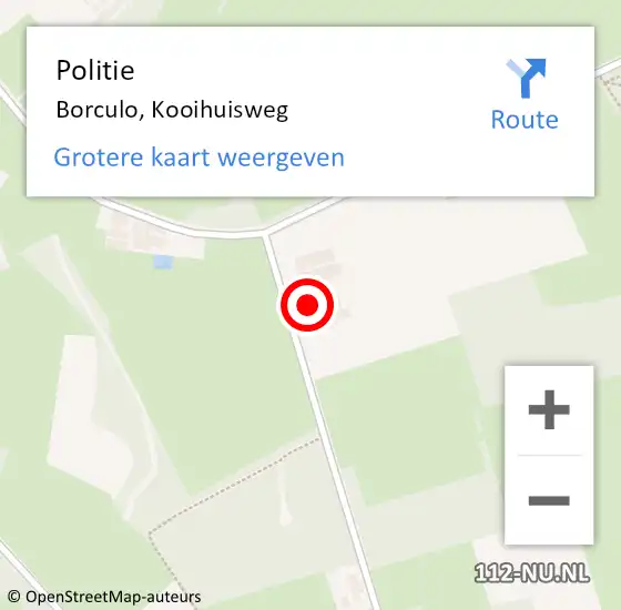 Locatie op kaart van de 112 melding: Politie Borculo, Kooihuisweg op 30 oktober 2022 12:03