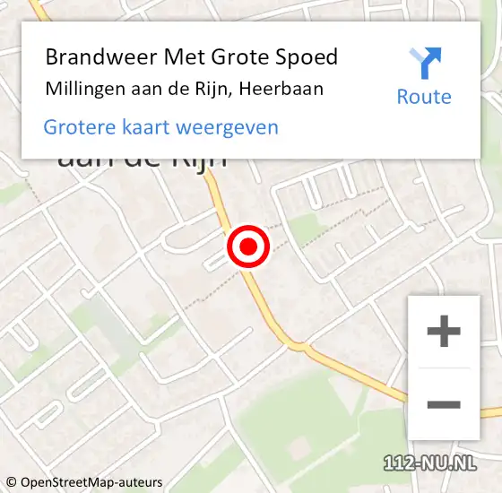 Locatie op kaart van de 112 melding: Brandweer Met Grote Spoed Naar Millingen aan de Rijn, Heerbaan op 30 oktober 2022 12:10