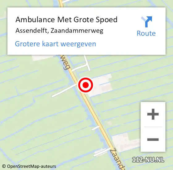 Locatie op kaart van de 112 melding: Ambulance Met Grote Spoed Naar Assendelft, Zaandammerweg op 30 oktober 2022 12:13