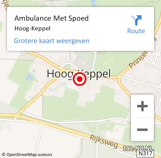 Locatie op kaart van de 112 melding: Ambulance Met Spoed Naar Hoog-Keppel op 30 oktober 2022 12:22