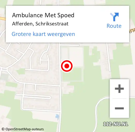 Locatie op kaart van de 112 melding: Ambulance Met Spoed Naar Afferden, Schriksestraat op 30 oktober 2022 12:30