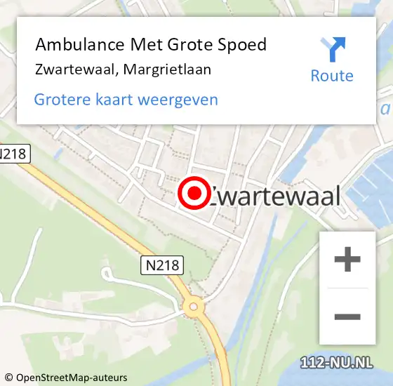 Locatie op kaart van de 112 melding: Ambulance Met Grote Spoed Naar Zwartewaal, Margrietlaan op 30 oktober 2022 13:19