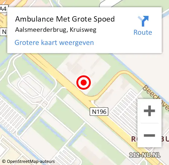 Locatie op kaart van de 112 melding: Ambulance Met Grote Spoed Naar Aalsmeerderbrug, Kruisweg op 30 oktober 2022 13:21