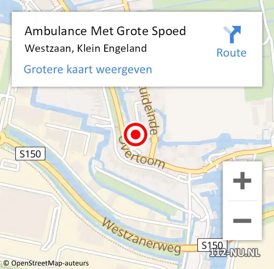 Locatie op kaart van de 112 melding: Ambulance Met Grote Spoed Naar Westzaan, Klein Engeland op 30 oktober 2022 13:36