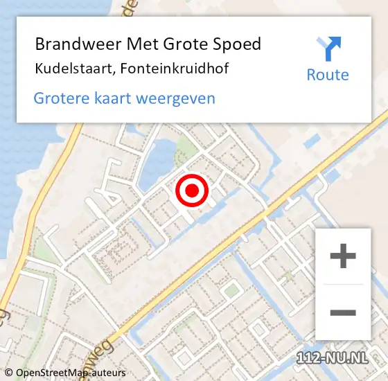 Locatie op kaart van de 112 melding: Brandweer Met Grote Spoed Naar Kudelstaart, Fonteinkruidhof op 30 oktober 2022 13:47