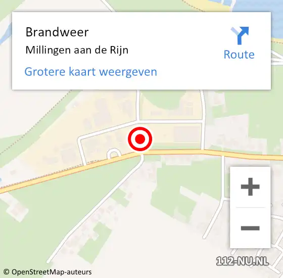 Locatie op kaart van de 112 melding: Brandweer Millingen aan de Rijn op 30 oktober 2022 13:52