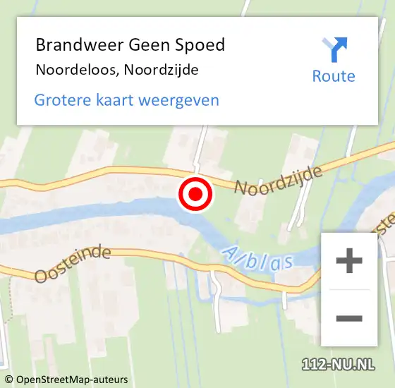 Locatie op kaart van de 112 melding: Brandweer Geen Spoed Naar Noordeloos, Noordzijde op 30 oktober 2022 13:57