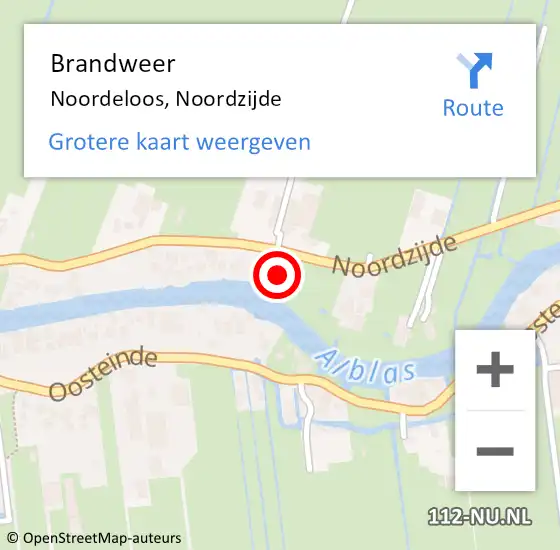 Locatie op kaart van de 112 melding: Brandweer Noordeloos, Noordzijde op 30 oktober 2022 14:01